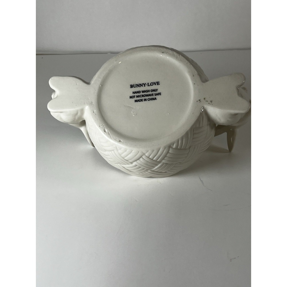 Bunny Love Double‎ Bunny Handled Bowl | Ceramic Easter Candy Dish | NEW - Picture 3 of 6